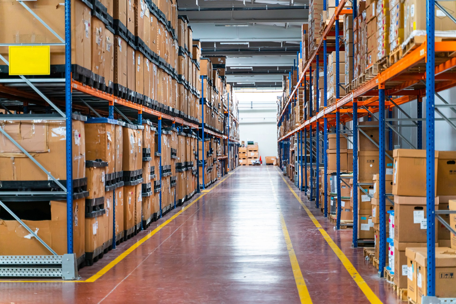 View of empty industrial material warehouse